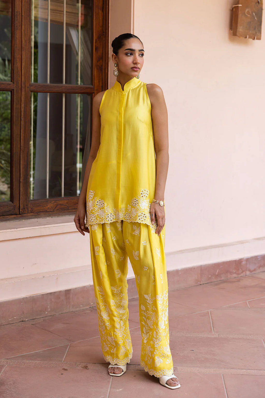Sunlit Yellow Embroidered Co-Ord Set for Women