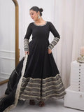 Midnight Black Embroidered Anarkali Suit Set with Dupatta