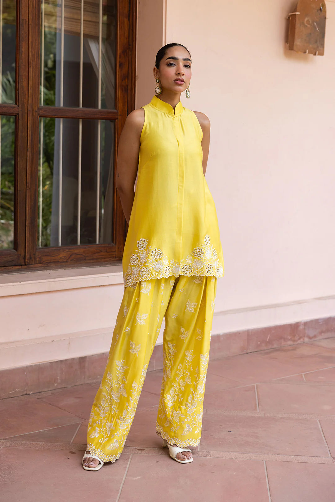 Sunlit Yellow Embroidered Co-Ord Set for Women