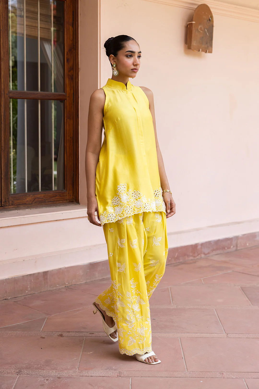 Sunlit Yellow Embroidered Co-Ord Set for Women