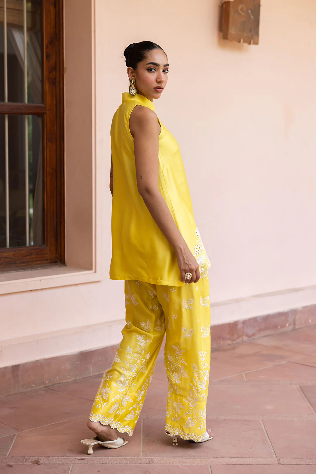 Sunlit Yellow Embroidered Co-Ord Set for Women