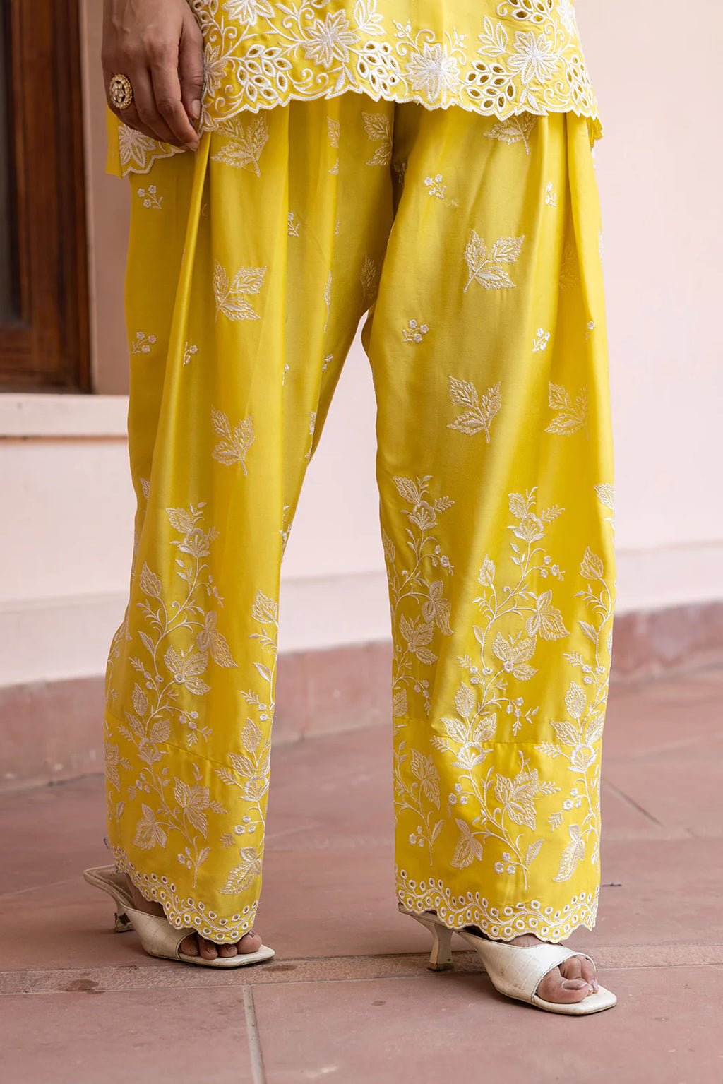 Sunlit Yellow Embroidered Co-Ord Set for Women